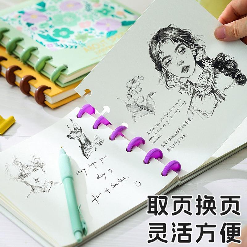 方形蘑菇扣活页空白笔记本本子旅行打卡盖章收集本印章集章册高颜