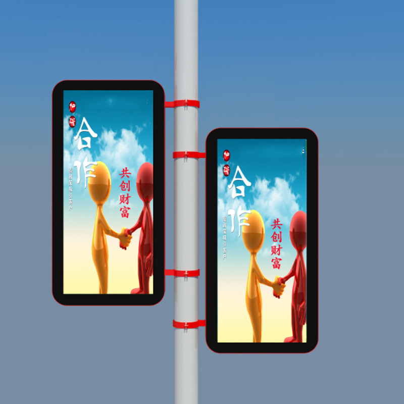 发光中国结路杆灯箱 路灯杆广告牌LED双面广告灯箱灯杆道旗