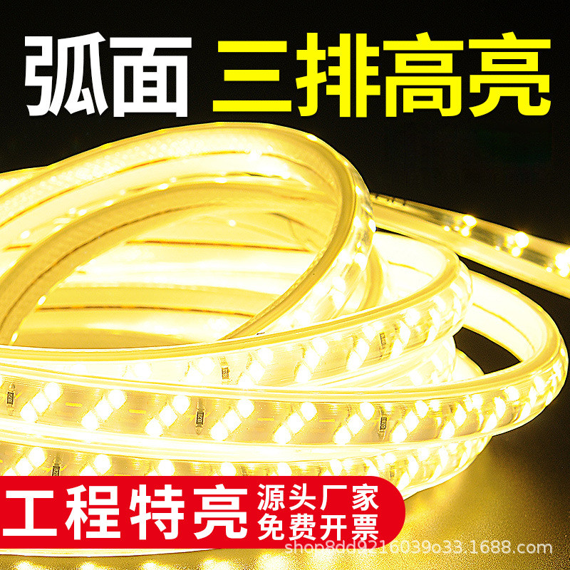 led灯带家用5730高亮双排高压led灯条批发室内户外2835单色光防水