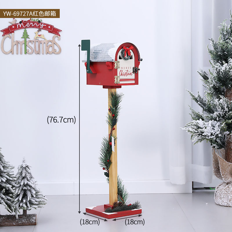 圣诞节铁艺装饰摆件立式信箱邮筒鸟屋节日摆饰酒吧店铺门口装饰品