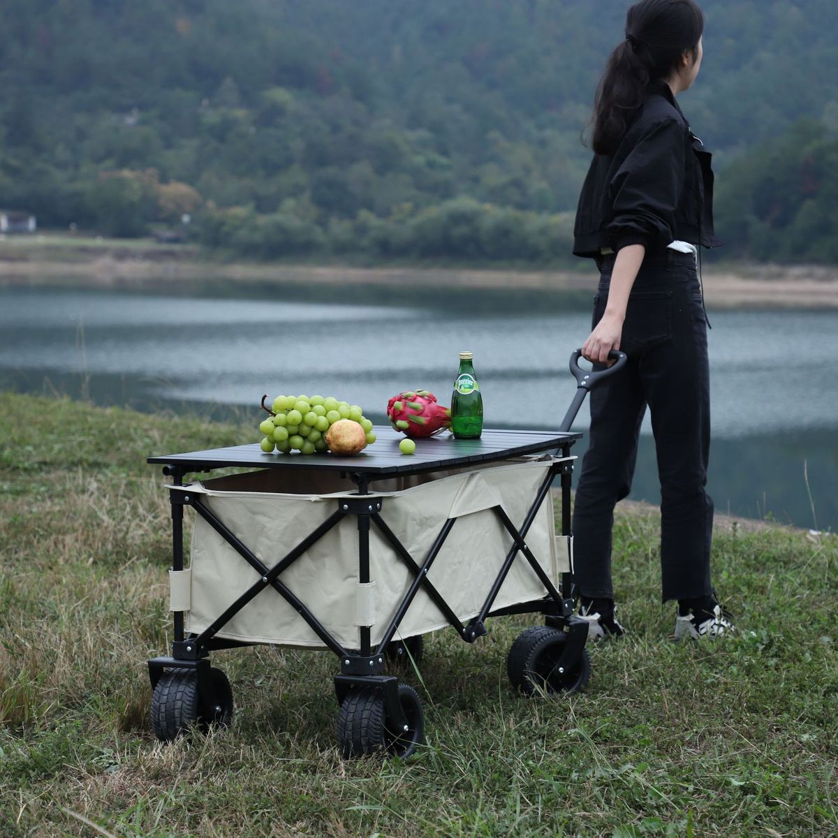 热销现货升降桌板户外露营车野餐烧烤多地形营地车可折叠便携买菜