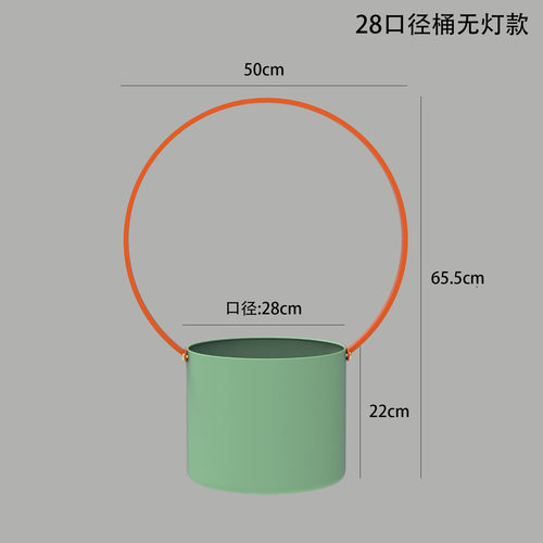 28口径带灯新中式蝴蝶兰花盆冬青银柳福花插花新年年宵桶金属铁艺