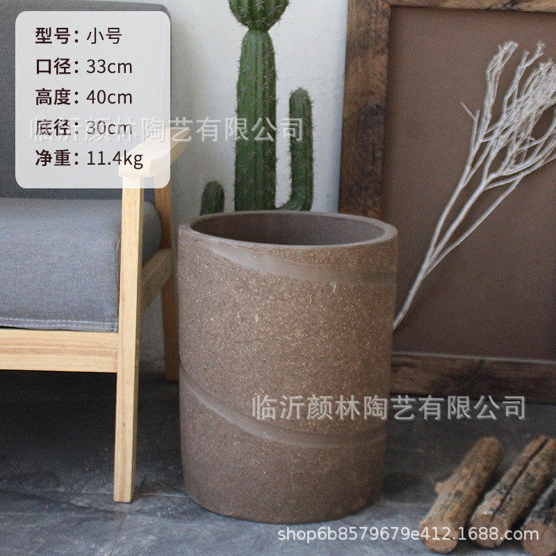 绿植花盆螺纹盆景观盆加高大盆陶土盆深款花盆大花盆紫砂盆粗陶盆