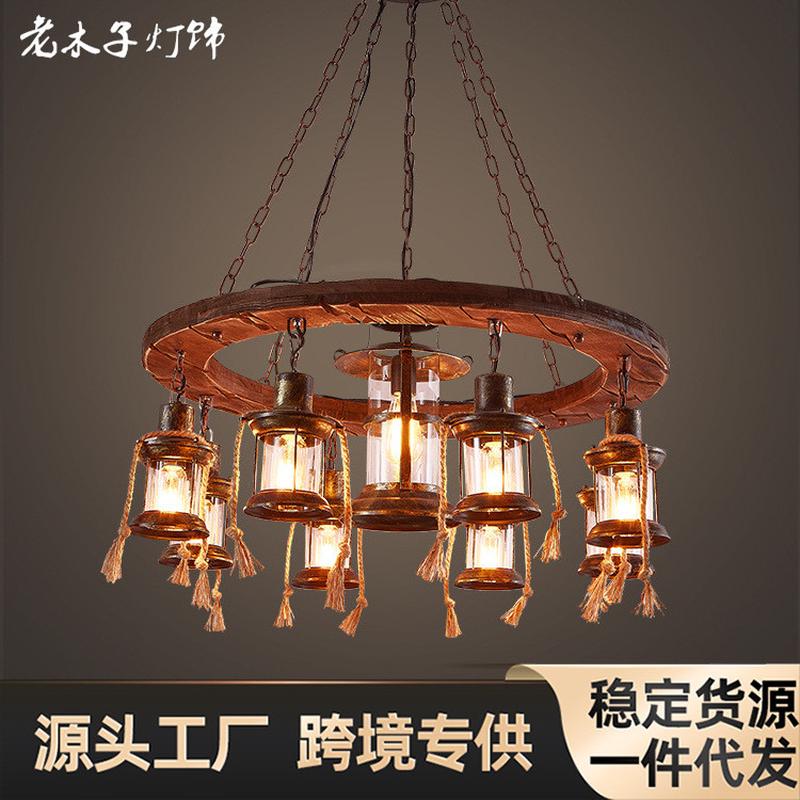 工业风吊灯乡村风怀旧船木理发店服装店酒吧台餐厅复古艺术吊灯
