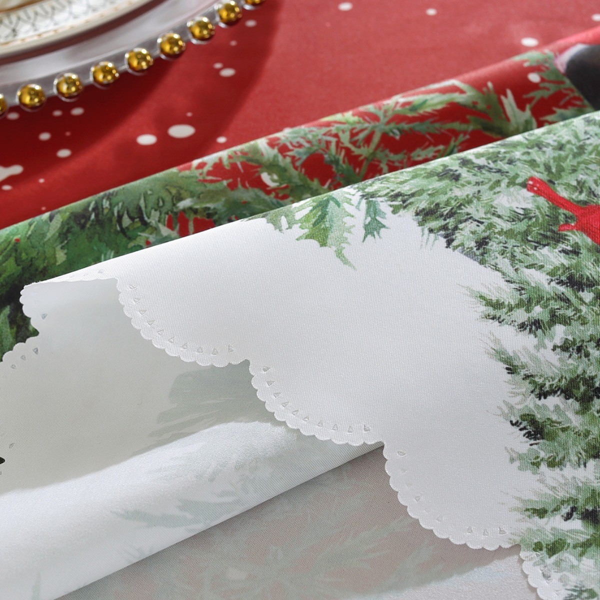 红色圣诞桌布防水防尘美化装饰茶几长方形台布美式餐桌批发
