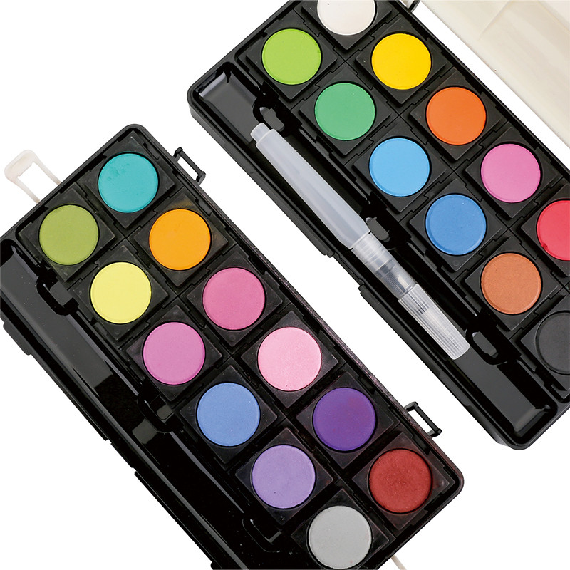 阳光天使12色小彩砚24色彩砚固体水彩水粉颜料套装带可拆调色盘