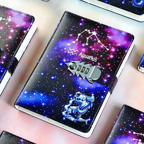 十二星座密码笔记本网红手帐本学生密码锁日记本学习用品办公泓小