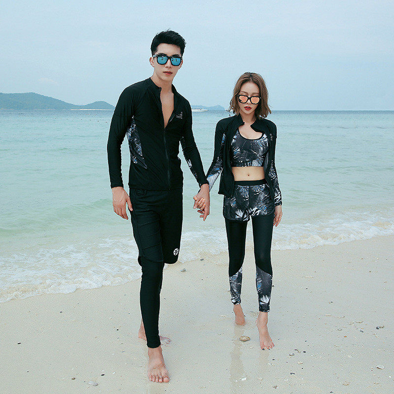 新款防晒韩国情侣潜水服男女分体长袖长裤水母衣浮潜冲浪泳衣套装