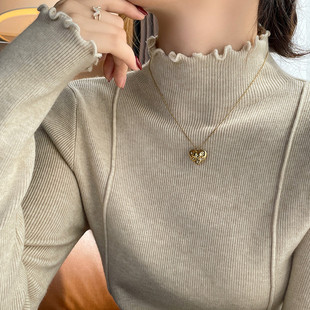 打底衫女秋冬季2025新款木耳边衫毛衣内搭高级感洋气长袖