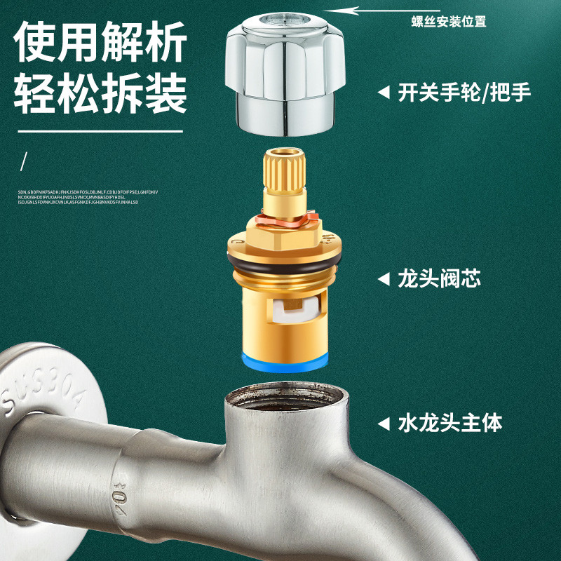 水龙头三角阀阀芯开关配件全铜快开内心陶瓷阀芯伐蕊单冷热水通用