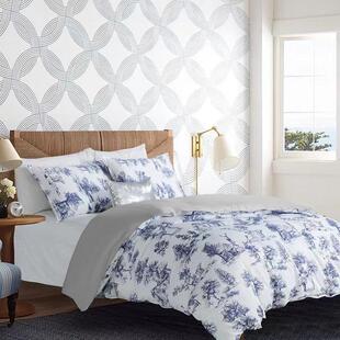 100水洗纯裸睡麻被套四件套网红轻奢国风印花全麻汉床上用品批发