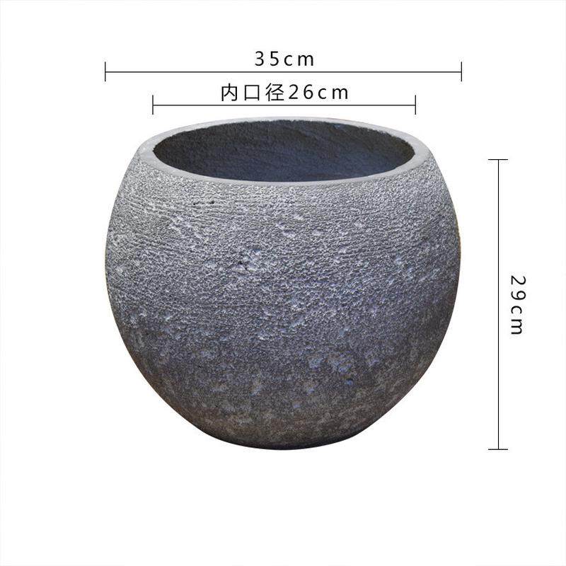 可种植石头纹大肚形组合落地花盆酒店商场户外水泥家居庭院摆设73