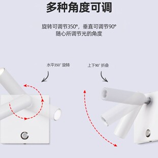 热销嵌入式现代简约阅读灯酒店客房自带开关86盒壁灯床头酒店床头