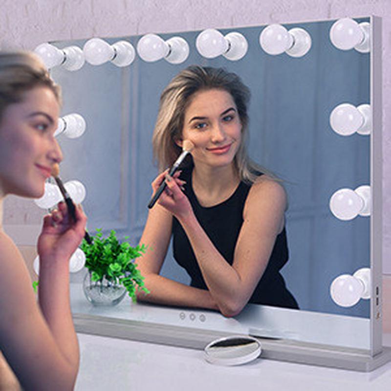 化妆镜好莱坞/大号化妆镜好莱坞带光无边框带灯梳妆镜补led灯泡