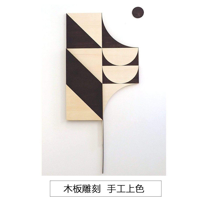 现代轻奢木头上艺术画抽象几何的样板房酒店大堂玄关餐厅装饰挂画