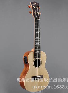 热销小四批发云杉桃花芯尤克里里23寸电箱款夏威夷小吉他大量弦吉