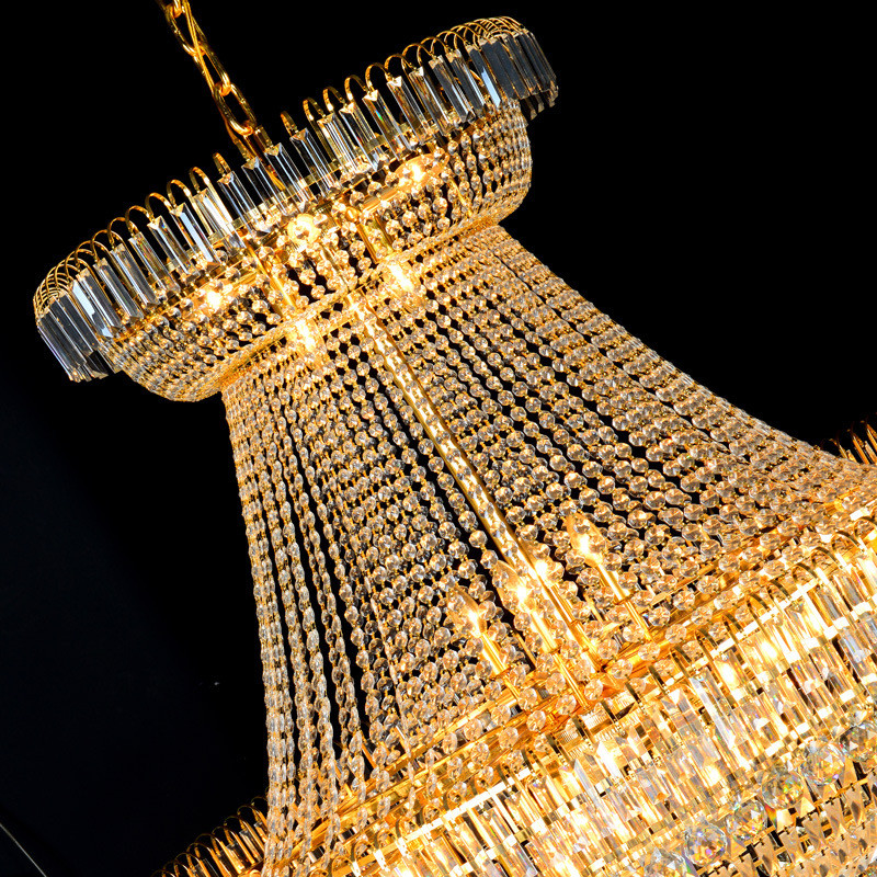 金色复式楼客厅大吊灯led欧式水晶吊灯别墅楼中楼楼梯长大吊灯具