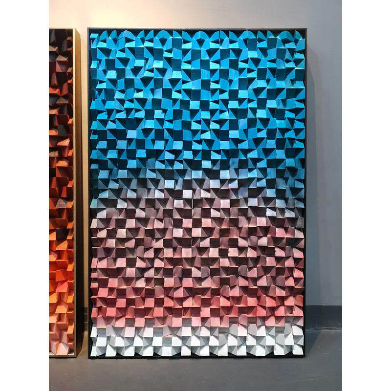 北欧客厅玄关装饰画高档木头大幅装置艺术挂画走廊过道立体实物画