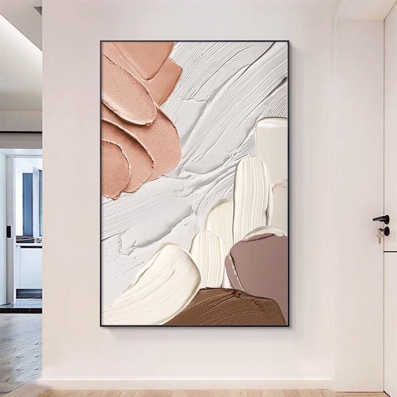 纯手绘色块肌理抽象装饰画现代简约客厅玄关挂画大落地画立体油画图片