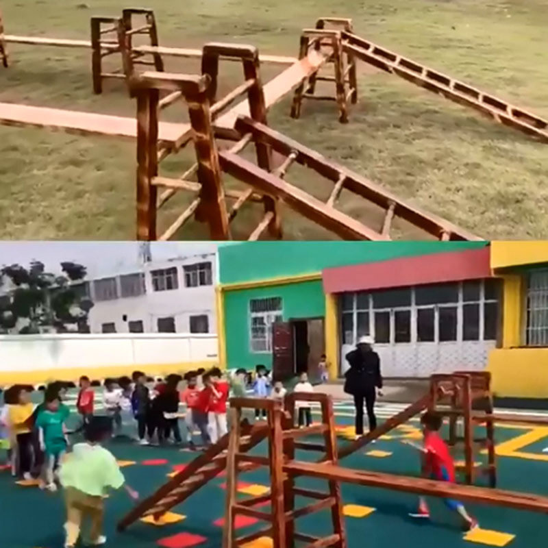 幼儿园户外攀爬感安吉游戏儿童体能组合架统平衡训练碳化16件hw