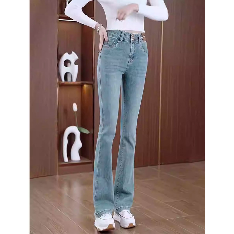 高腰显瘦微喇牛仔裤女春季新