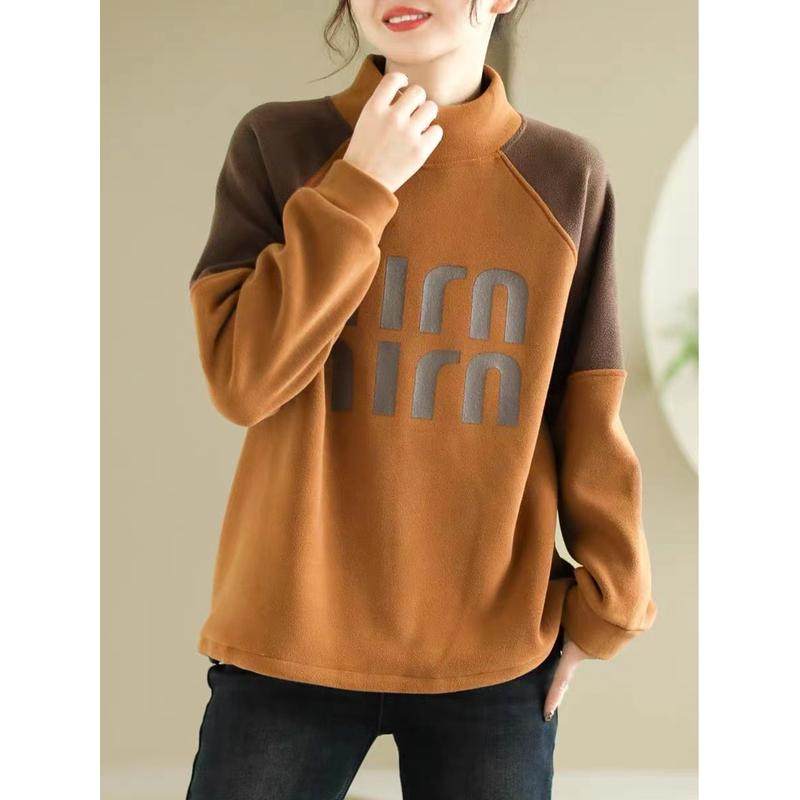 大码奥利绒拼色插肩袖女冬季加厚保暖半高领套头打底衫潮,女装/女士精品,大码内搭,淘宝优惠券,粉丝福利购,淘宝优惠卷