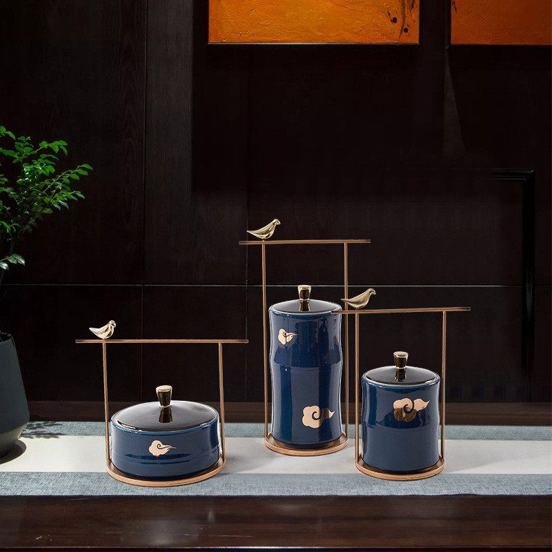 新中式玄关瓷罐摆件样板间客厅陶餐边柜电视柜酒柜软装饰品工艺品,特色手工艺,青花瓷,淘宝优惠券,粉丝福利购,淘宝优惠卷