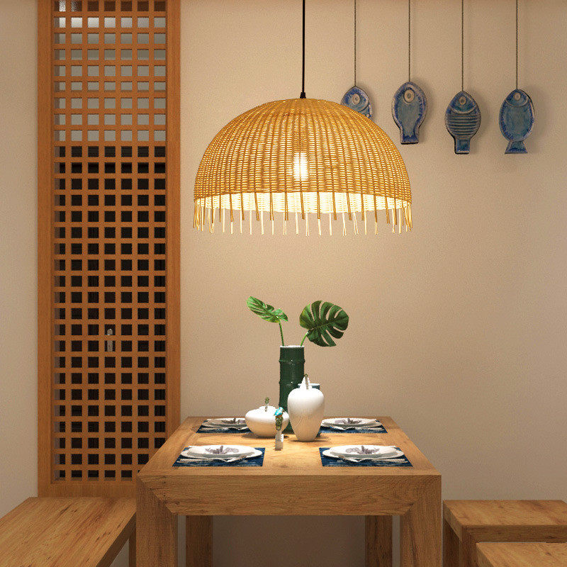 热销日式创意餐厅吊灯田园藤艺奶荼店客栈灯创意酒店灯具中式荼楼