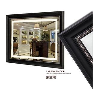 bolen美式复古风壁挂卫生间led智能浴室镜子方形防雾带灯镜洗手间