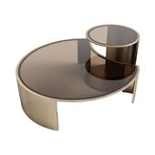 钢化玻璃圆形轻奢金属茶几现代简约北欧风组合茶桌意式 设计高级感