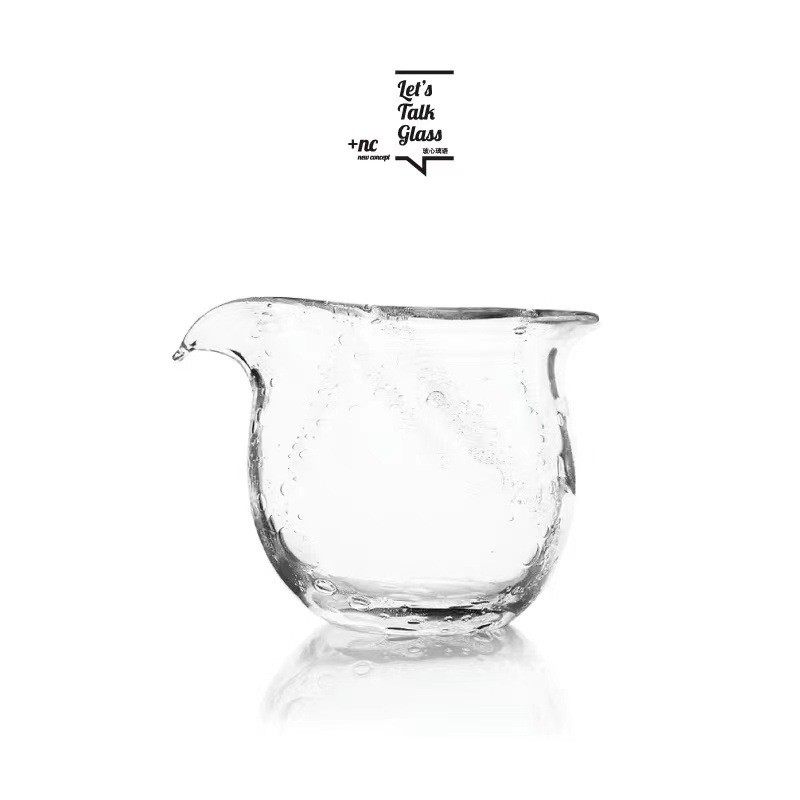 玻心璃语|非白束口公道杯 玻璃琉璃硝茶具手工匠人分茶器茶室专用