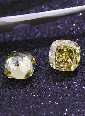 热销梧州戒面批发肥方黄色莫桑石0.9克-5克拉裸石闪耀现货鹅黄色