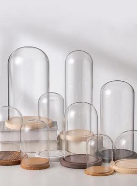 促销新款摆放花玻璃罩透明展示盒人偶圣诞树积木手模桌面摆件手办