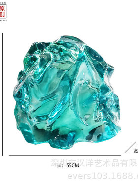 简约酒店大堂透明树脂透明售楼处大厅发光雕塑摆件石头装饰工艺