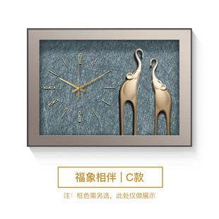 轻奢电表箱装饰画带钟表大尺寸大象简约餐厅配电箱电闸开关盒挂画