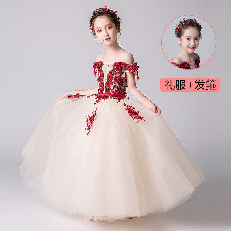 儿童晚礼服公主裙女童钢琴演出服小女孩主持人轻奢小众高端蓬蓬裙