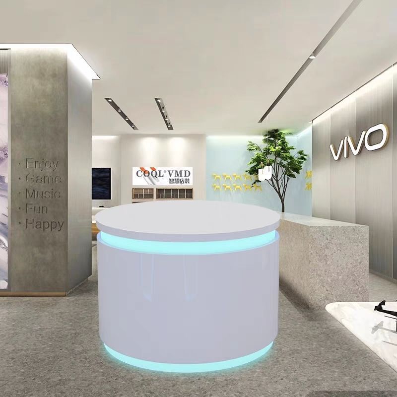 展厅定制展示台鲜花店货架展示柜网红圆形发光展示架异形中岛展台