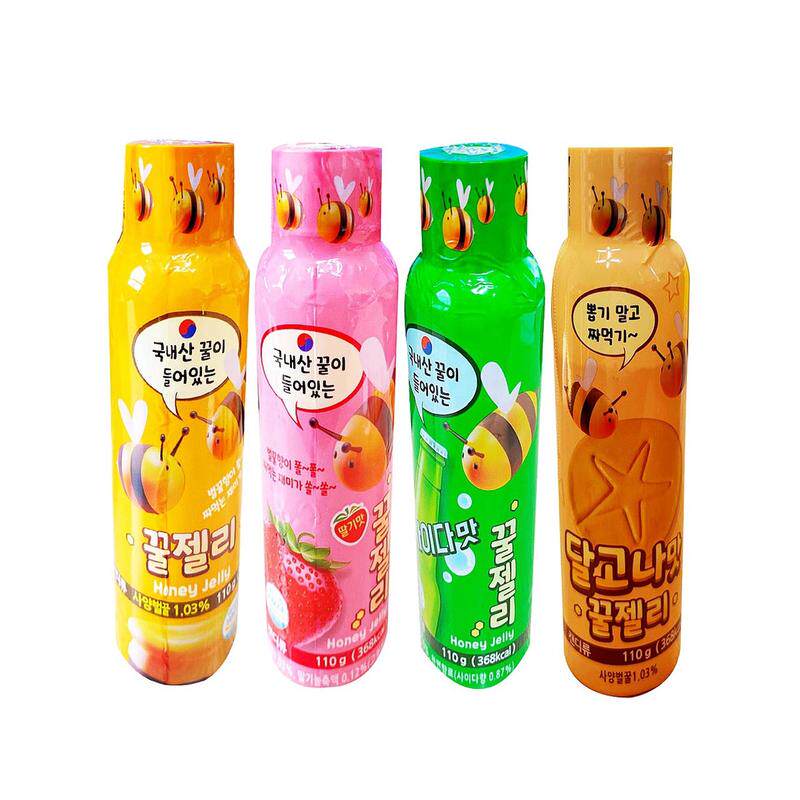新货韩国汽水邮cu便利店蜂蜜果冻软糖网红膏状蜂蜜草莓直焦糖四种
