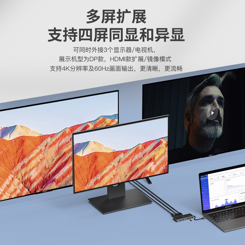 热销typec拓展坞双DP/HDMI多屏异显千兆网口3.0usb扩展坞笔记本转