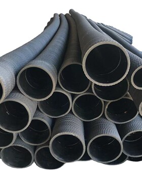 直销加工dn51-dn500mm口径钢丝胶管埋吸管耐磨黑色喷砂橡胶管