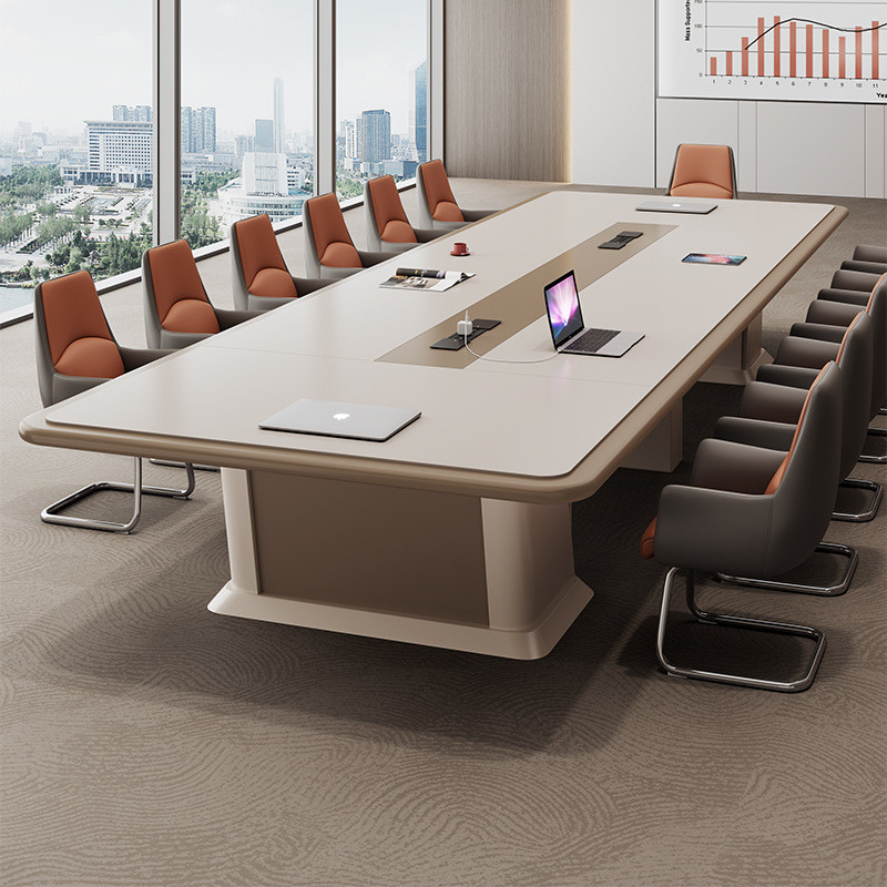 大型烤漆会议桌长桌多人开会议桌简约现代高级感会议室洽谈桌椅