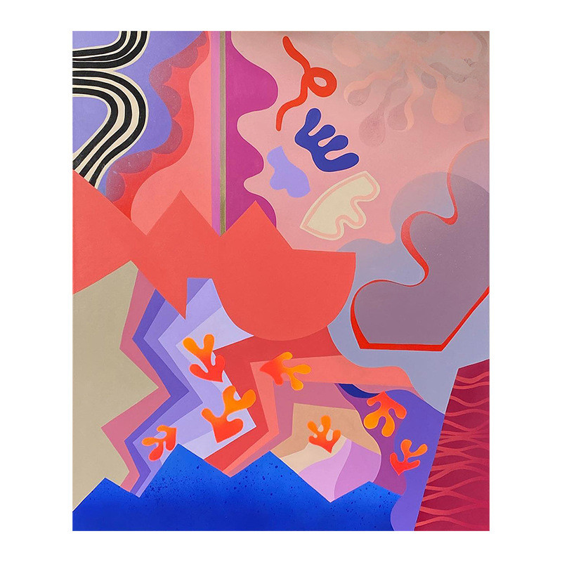 现代简约抽象客厅玄关手绘油画装饰画餐厅鲜艳色彩丙烯艺术挂画图片