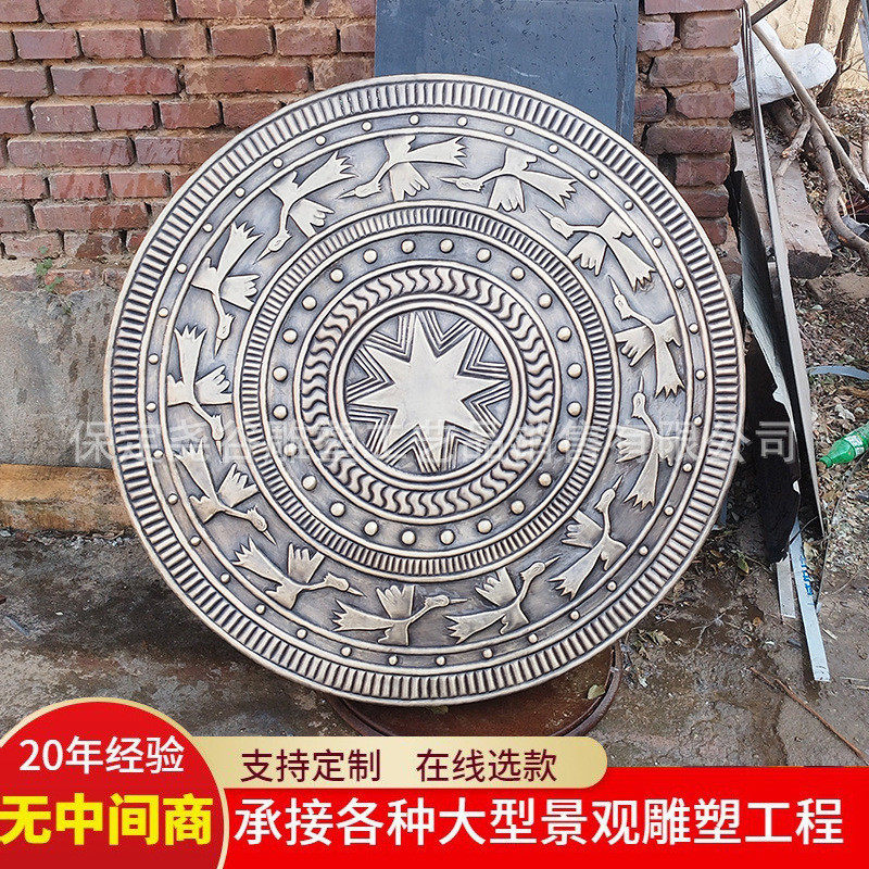 铸铜广西铜鼓景观雕塑户外纯铜壮族腰鼓战鼓绿地装饰锻铜浮雕鼓面,家居饰品,装饰摆件,淘宝优惠券,粉丝福利购,淘宝优惠卷