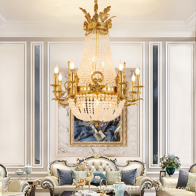 热销欧式法式全铜吊灯客厅餐厅创意玄关书房卧室别墅奢华大气水晶