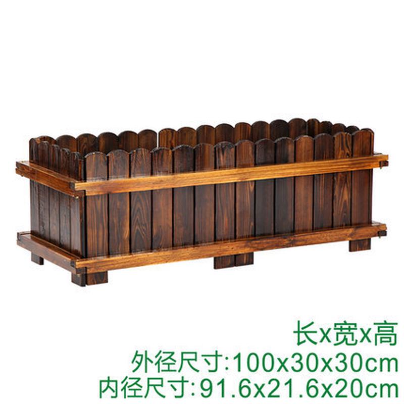 youka防腐木护栏式圆头大花箱绿化庭院阳台市政户外种植大花槽