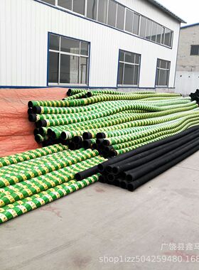 直销加工dn51-dn500mm口径钢丝胶管埋吸管黑色喷砂耐磨橡胶管