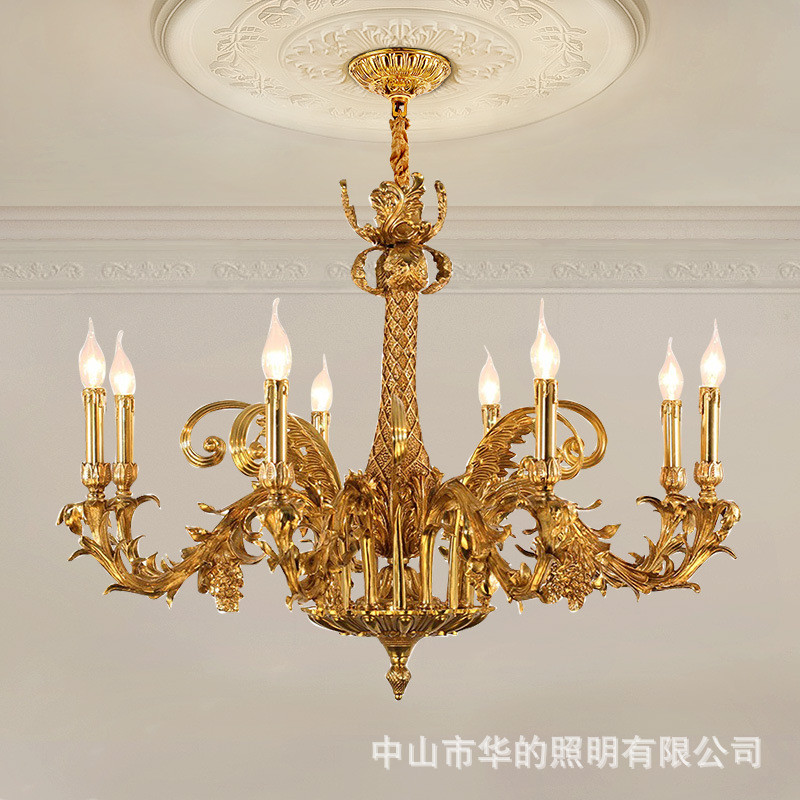 热销法式全铜吊灯客厅餐厅大气玄关奢华欧式卧室别墅复古灯具