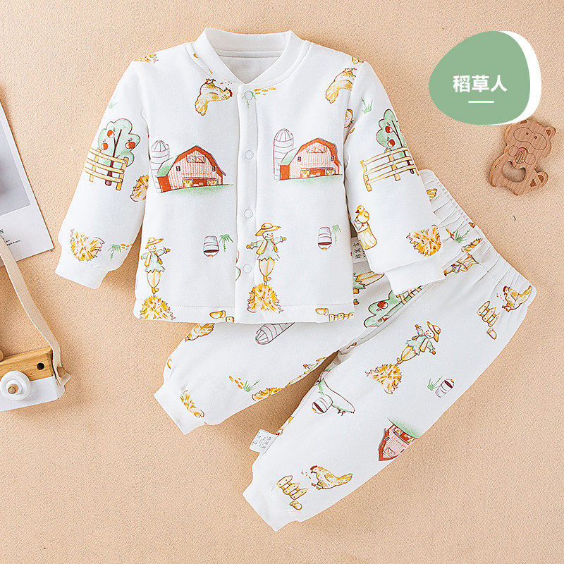 秋冬季宝宝棉服套装儿童棉衣棉袄加厚保暖衣夹棉婴幼儿棉裤两新款