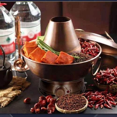 热销纯铜纯紫铜双底座电碳两用家用商用分体式插电老式复古铜火锅