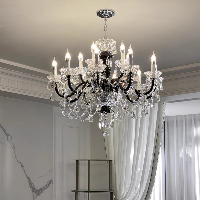 法式轻奢水晶吊灯高级感别墅主灯欧式宫廷风蜡烛灯餐厅高档客厅灯